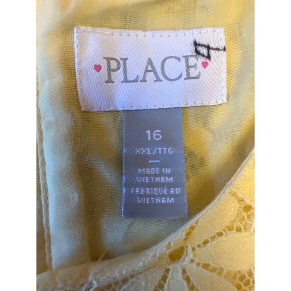 NWT Children's Place Floral Yellow Lace Overlay Short Sleeve Dress Size 16 - Picture 4 of 8